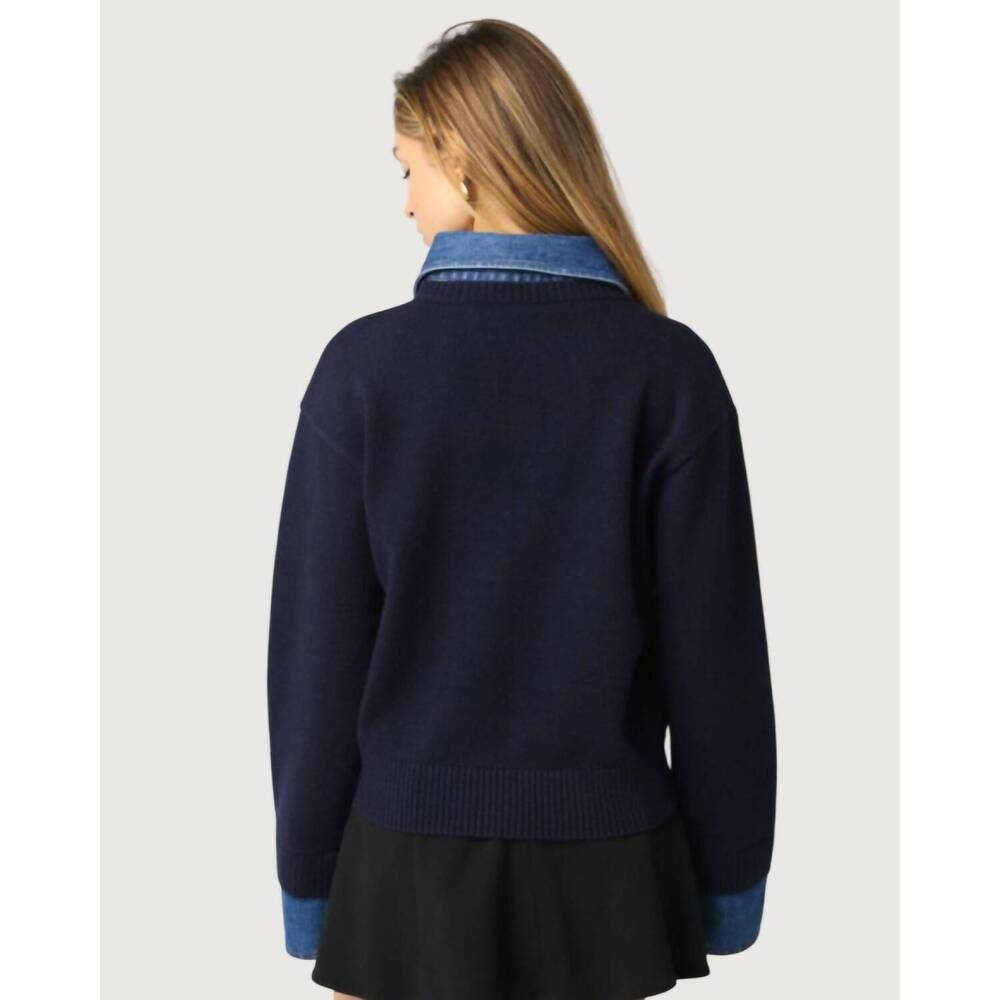 NEW SANDRO keaton sweater in navy blue - Picture 2 of 3